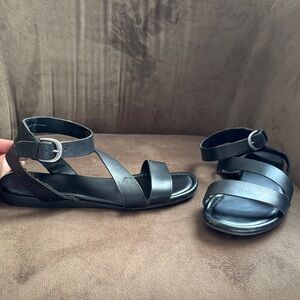 Franco Sarto Black Strappy Leather Sandals